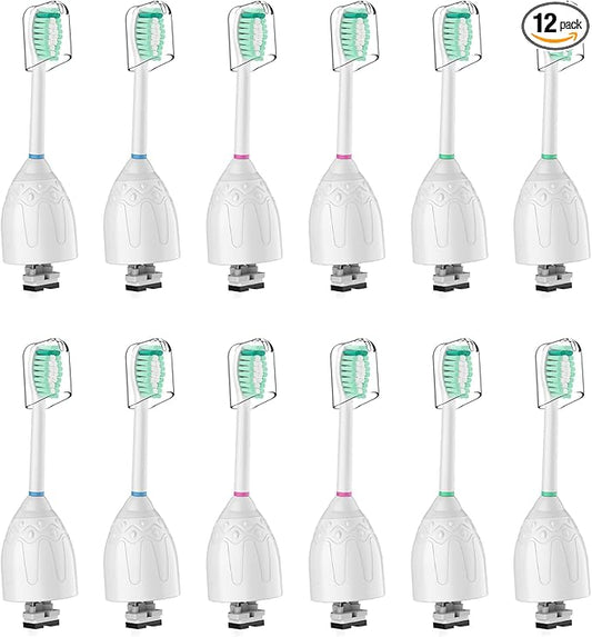 Toothbrush Heads for Philips Sonicare Replacement Brush Heads Medium Soft Dupont Bristles Electric Toothbrush Replacement Heads Fit E-Series Essence Xtreme Elite Advance and CleanCare, 12 Pack, White