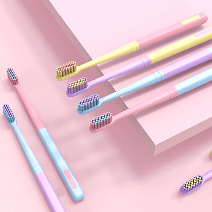 8PCS Soft Bristle Portable Toothbrushes for Adults Small Head Travel Toothbrush Mild Teeth Cleaning Tool Lightweight Household Oral Care