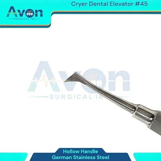 Root and Tooth Extraction Dental Cryer Elevator Pick, Sharp Angled Tip, Color-Coded Handle Ends | Autoclave-Safe German Stainless Steel Dental Instruments (1, #45 Cryer - Gold End)