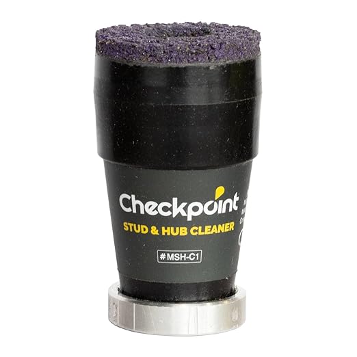 Checkpoint – 2-in-1 Stud and Hub Cleaning Tool for Cars, SUVs & Trucks – One-Piece Design, Removes Rust & Corrosion, Long-Lasting Abrasive Pad (Car Model)