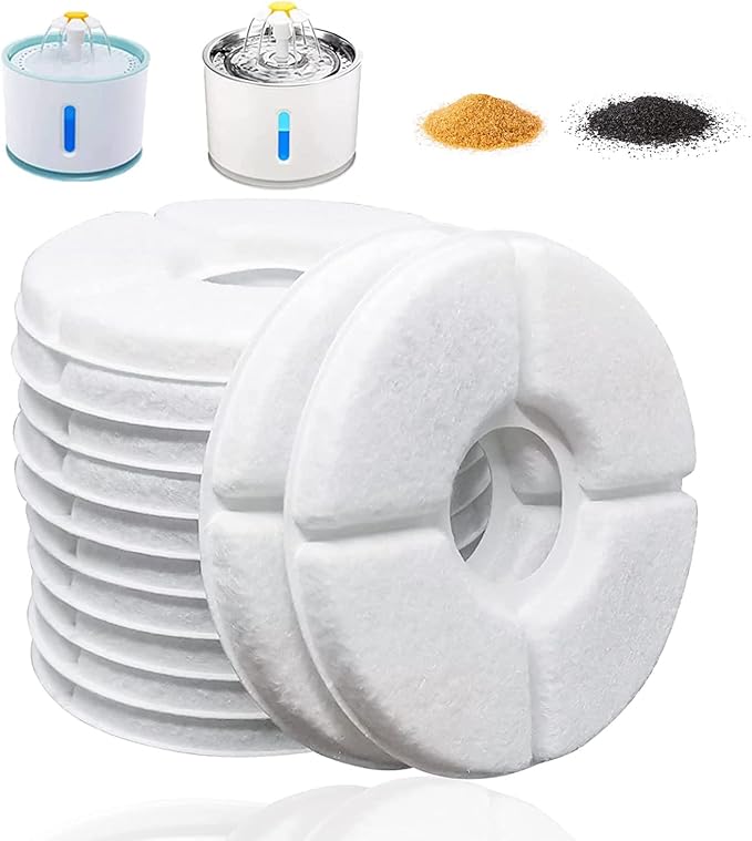 12/16 Pack Cat Water Fountain Filters, Cirfifth Triple Filtration System Pet Cat Fountain Filter Replacement for 84oz/2.5L Automatic Cat Fountain (12 Pack)