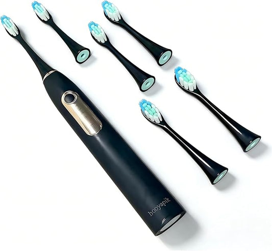 Hooyapik 38000 VPM Sonic Electric Toothbrush Set with 6 Brush Heads-2 Minute Timer-4 Cleaning Settings，IPX7 Waterproof,Lightweight and USB Rechargeable Toothbrush for Oral Care (Black)