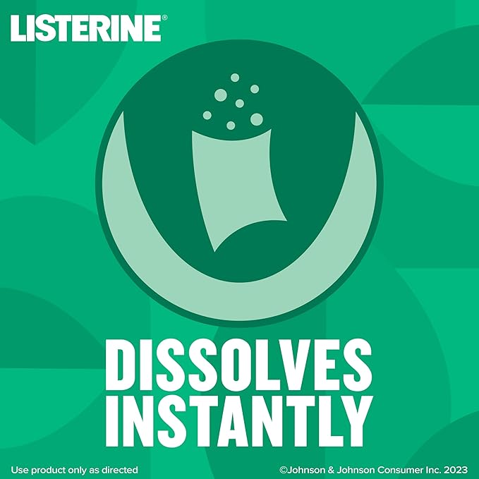 Listerine Freshburst Pocketpaks Portable Breath Strips, Dissolving Breath Freshener Strips Kill 99% of Germs that Cause Bad Breath, Portable for On-the-Go, Minty Flavor, 3 x 24-strips