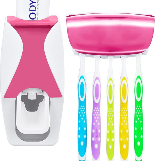 WAYCOM Dust-Proof Toothpaste Dispenser Toothpaste Squeezer Kit (Pink)