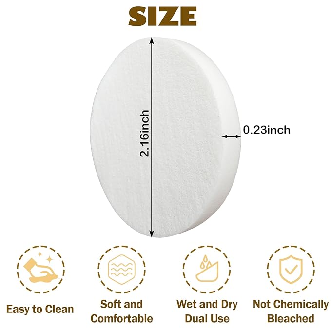 100Pcs White Round Makeup Sponges Beauty Makeup Foundation Powder Blender, Disposable Makeup Sponge Powder Puff, Suitable All Skin Types Wet and Dry Dual Use