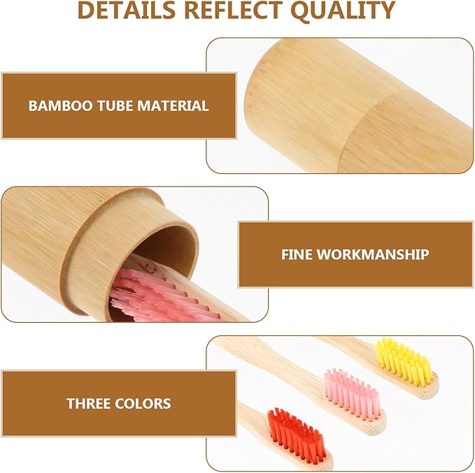 TIDTALEO Biodegradable Toothbrush with Case Disposable Eco-Friendly Toothbrushes with Moderate Hardness Bristles Travel-Friendly Oral Care Kit Random Color Random Color