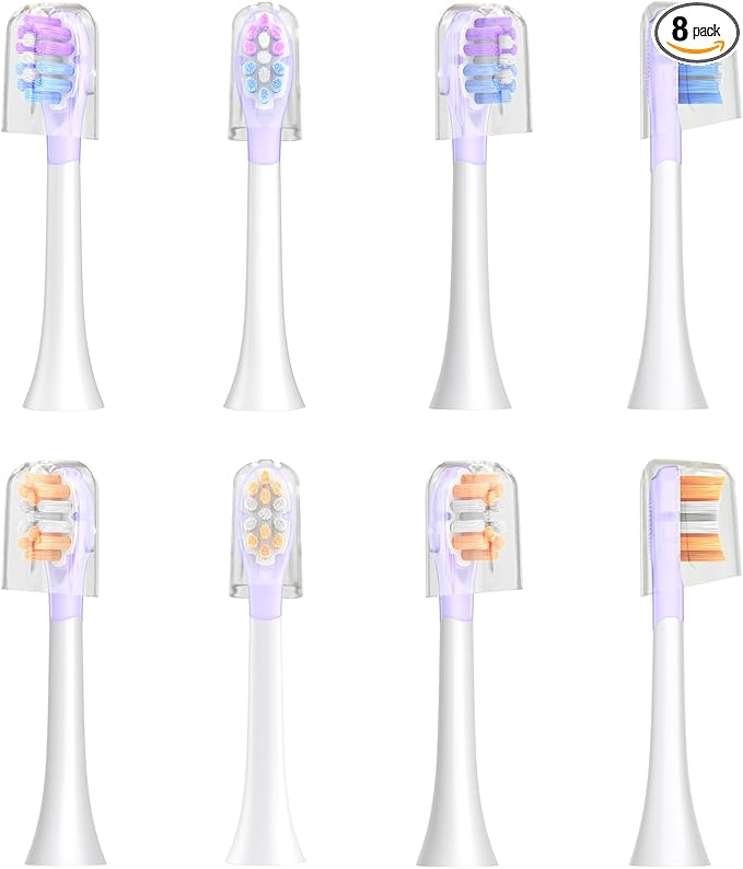 ASYH Replacement Toothbrush Heads Compatible with Philips Sonicare 4100, 5100, 6100 Electric Toothbrushes, Wave-Contoured Design & Medium Soft Brush Heads with Cover - 8Pcs