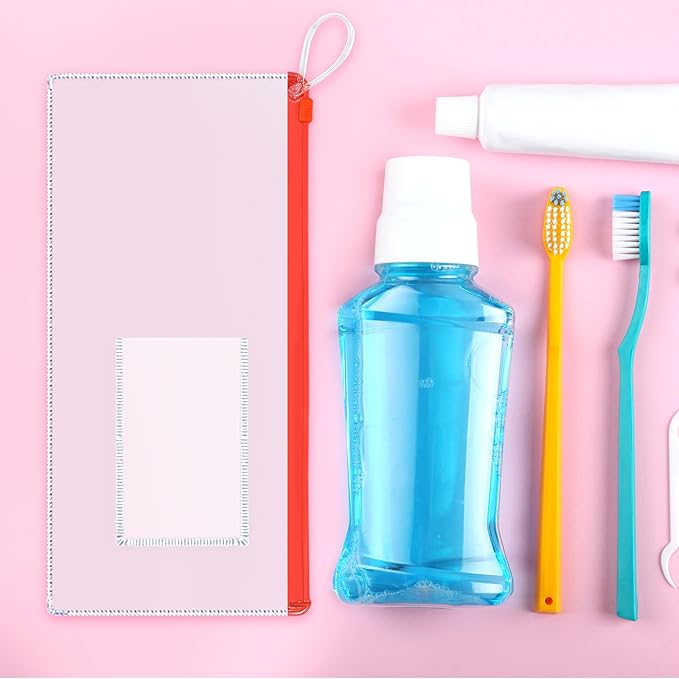 Timgle 800 Pcs Dental Zipper Pouches Zipper Lock Carrying Case with Business Card Holder Clear Toothbrush Pouch for Dental Hygiene Products Office Prizes, Color Random (10 x 4 Inch)