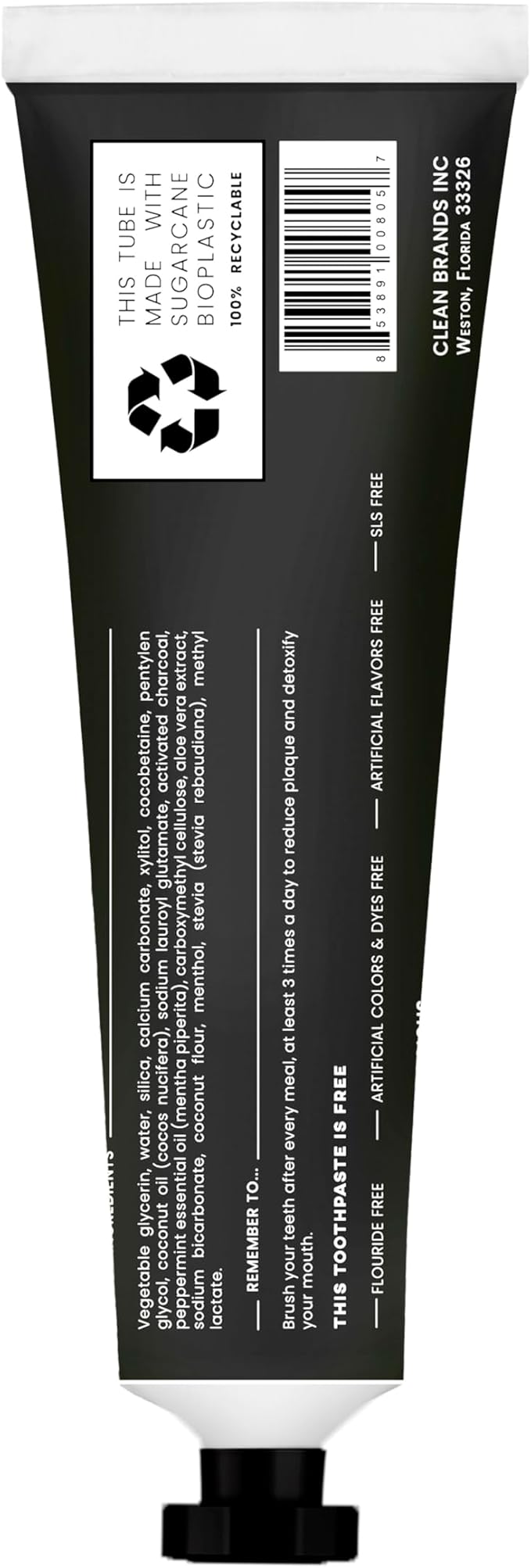Fluoride-Free Mint Toothpaste for Fresh Breath, Gentle on Teeth, Natural Ingredients, Eco-Friendly Bioplastic Tube, Sustainable Oral Care for Adults and Kids (3 Pack, Mint & Charcoal)