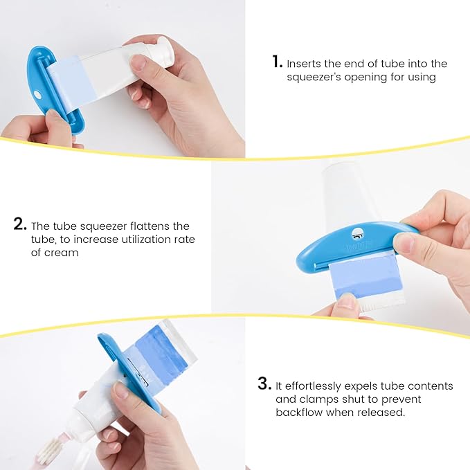 LOVEINUSA Toothpaste Squeezers Bulk, 12PCS Multicolor Toothpaste Clips Tube Squeezer Dispenser Assorted Colors for Hair Gel Glue Tube Ointment