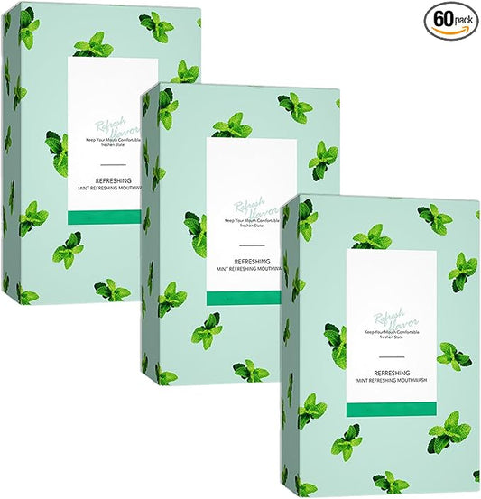 Travel Size Mouthwash,Mini Mouthwash Travel Size Bulk Portable Mouth Wash Set,Individual Small Travel Mouth Wash Packets for Fresh Breath(Pack of 60) A19