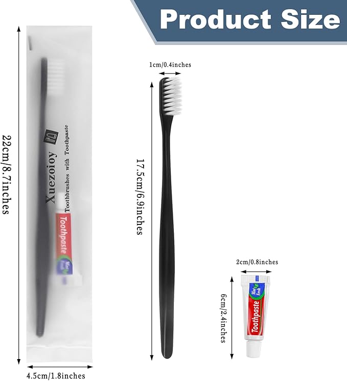 Disposable Toothbrushes with Toothpaste Pack of 150,Black Individually Wrapped Disposable Travel Toothbrush Kit in Bulk for Homeless,Nursing Home,Shelter,Hotel,Charity