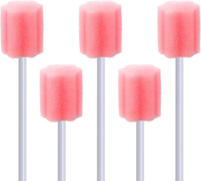 BVN Oral Care Swabs, 100 Pcs Disposable Mouth Cleaning Spong Swabs. (Plum Flower-100 PCS)