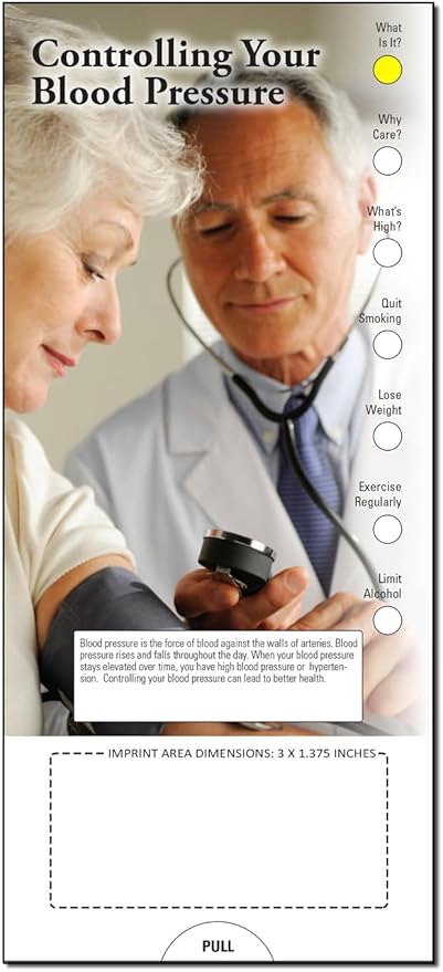 ZOCO - Controlling Your Blood Pressure Slide Chart - Custom Promotional Item (Pack of 250) - Prevention and Symptoms Guide, Brochure - Doctor’s Office, Clinics, Pharmacies Handout - 3.75 x 8.5 in.