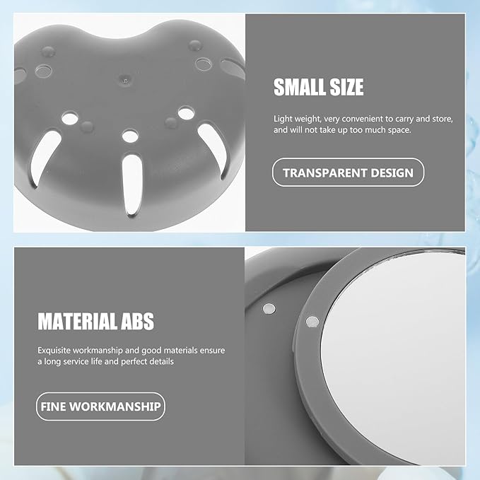 Retainer Case with Mirror and Denture Bath Cup Gray Plastic Orthotic Storage Box Portable Mouth Guard Holder for Travel and Daily Oral Care