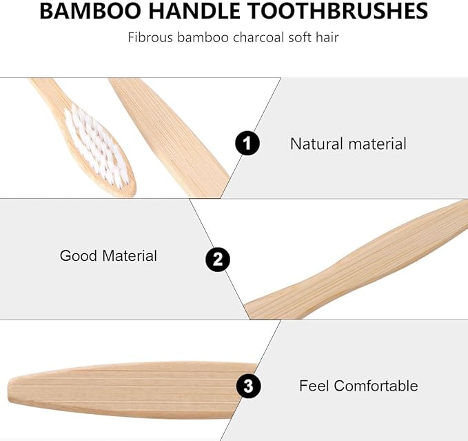 POPETPOP Natural Toothbrushes 10pcs Soft Nylon Bristles Portable Travel Teeth Brush Eco-Friendly Personal Care Set for Camping Hiking