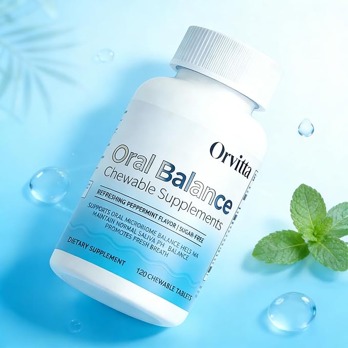 Orvitta Oral Balance Chewable Tablets, Sugar-Free, Refreshing Mint Flavor - Supports Oral microbiota, Saliva pH Balance, and Fresh Breath 120 Tablets