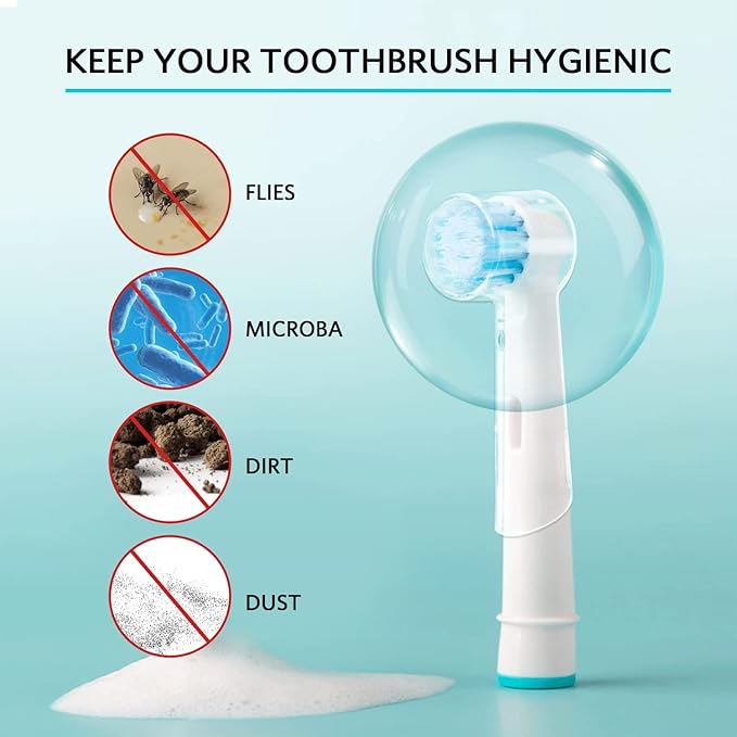 Electric Toothbrush Travel Case, Hard Storage Case with 6pcs Cover Caps, Fits for Oral-B/Oral-B Pro/Philips Sonicare Electric Toothbrush