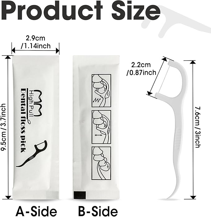 AZEN 600 Count Dental Floss Bulk, Individually Wrapped Floss Picks, Toothpicks Flossers for Adults, Ideal Travel Flossers for Deep Cleaning
