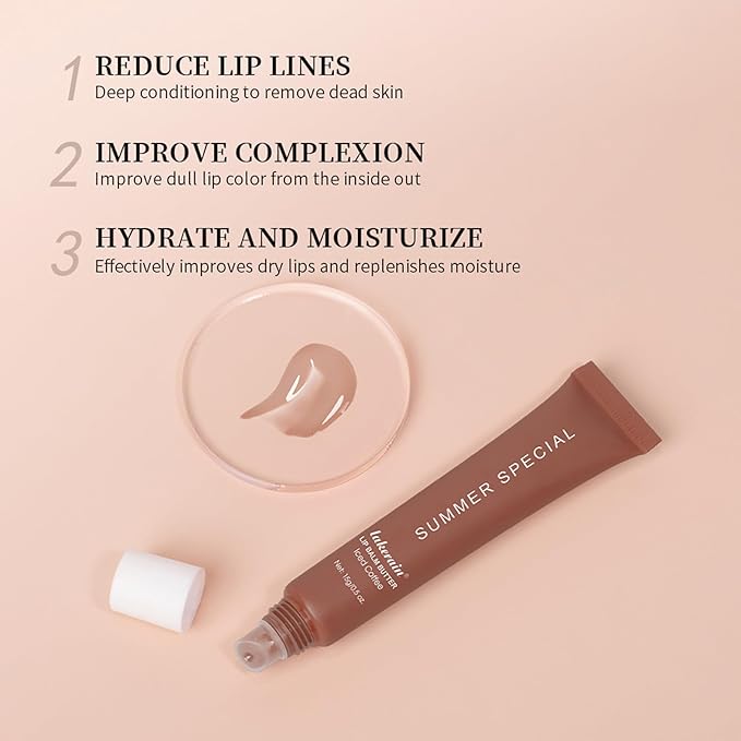 URQT Summer Special Lip Butter Balm, Hydrating, Nourishing & Softening Lip Care with Natural Oils & Fruit Extracts, Long-Lasting Moisture, Non-Sticky Shine, Soften Dry Lips Lip Care (#3 lced Coffee)