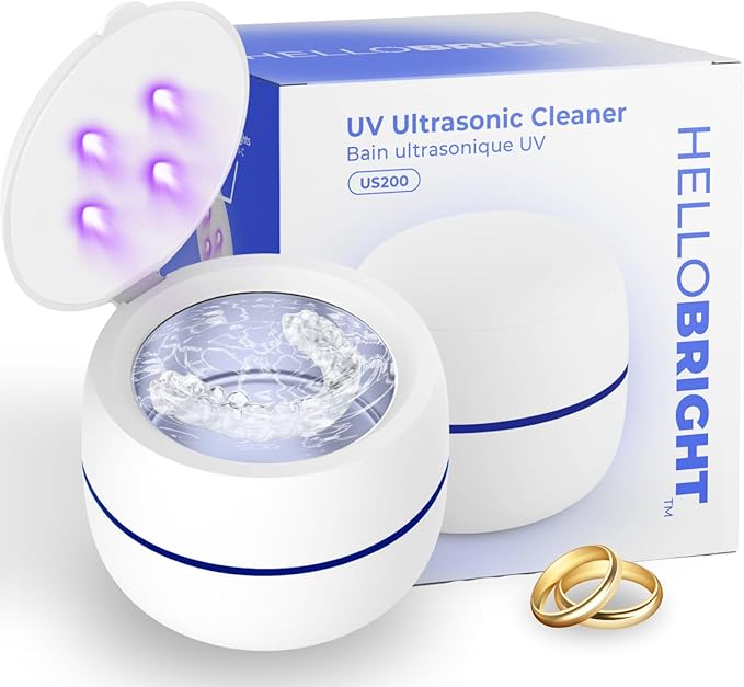 Ultrasonic Retainer Cleaner Machine with UV Lights for Invisalign, Aligner, Night Guard, Denture, Whitening Tray, Mouth Guard and Toothbrush Head - Dental Ultrasonic Cleaning Pod
