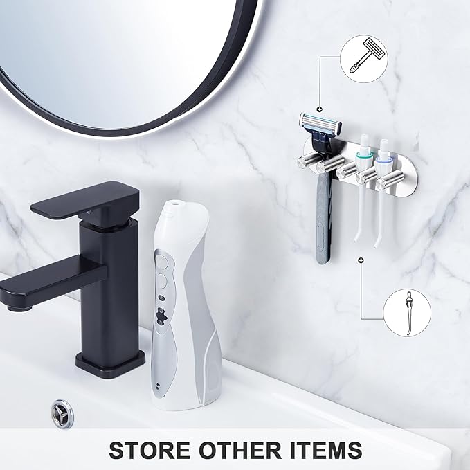 Electric Toothbrush Head Holder, Toothbrush Holders Wall Mounted, Adhesive Tooth Brush Head Holder Organiser, Electric Toothbrushs Holder, Shower Tooth Brushing Holder (Silver, Large)