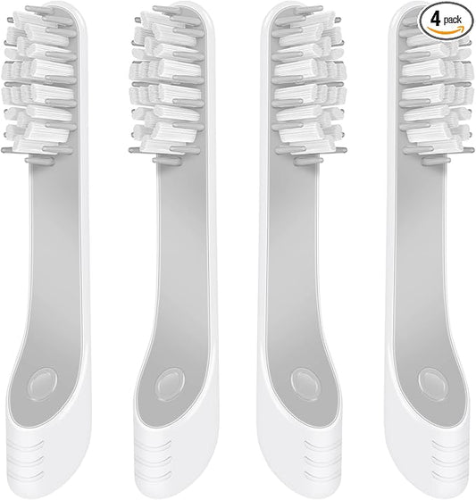 Toothbrush Replacement Heads Compatible with Quip Electric Toothbrush, Soft Bristles Adult Brush Heads, Gray, Pack of 4