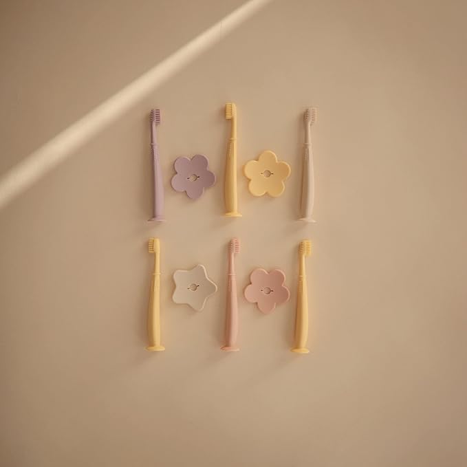 mushie Flower Toddler Training Toothbrush (Blush)