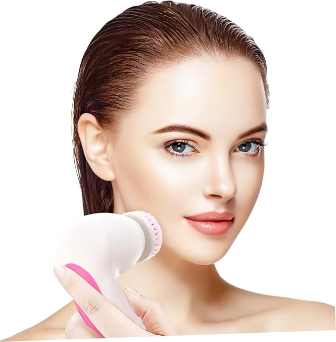 Electric Facial Cleansing Brush Heads Rotating Pore Cleaning Tool for Daily Use Rosy