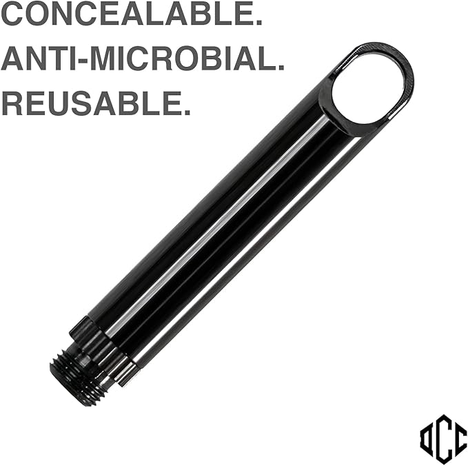 DAILYCARRYCO. TiPick Titanium Toothpick Holder - Portable Metal Travel Toothpick - Reusable EDC Micro Toothpick - Compact & Convenient - Carry On-the-Go - Titanium Construction, Black