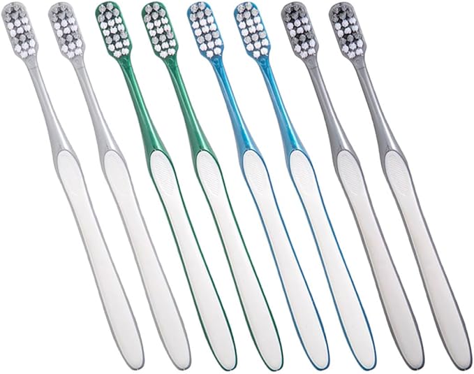 8Pcs Men S Large Head Toothbrushes Hard Bristles Deep Clean Travel Toothbrush Non-Slip Handle Ergonomic Design Portable for Camping Business Trips