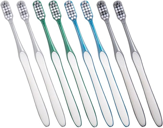 8Pcs Men S Large Head Toothbrushes Hard Bristles Deep Clean Travel Toothbrush Non-Slip Handle Ergonomic Design Portable for Camping Business Trips
