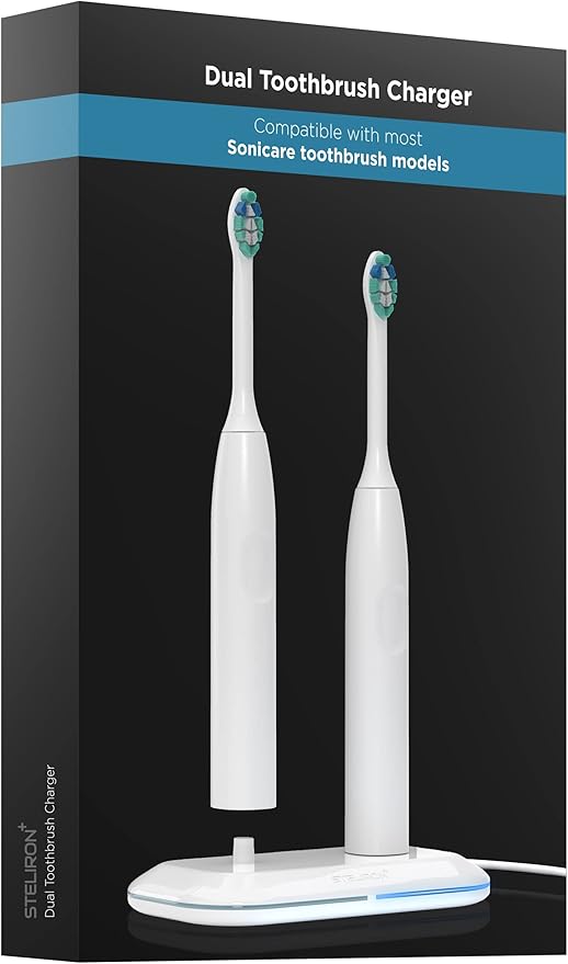 Galvanox Dual Toothbrush Charger for Philips Sonicare Electric Toothbrushes - Replacement for HX6100 Works with Protective Clean 4100, 6100, Kids Models & More (Waterproof Charging Base) 2-in-1