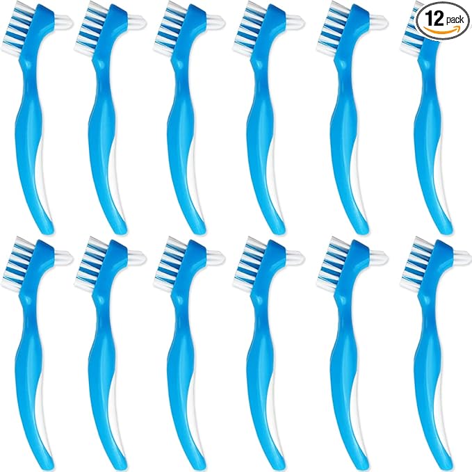 GXXMEI 12PCS Denture Toothbrush Hard/Soft Double Bristle for False Teeth Brush