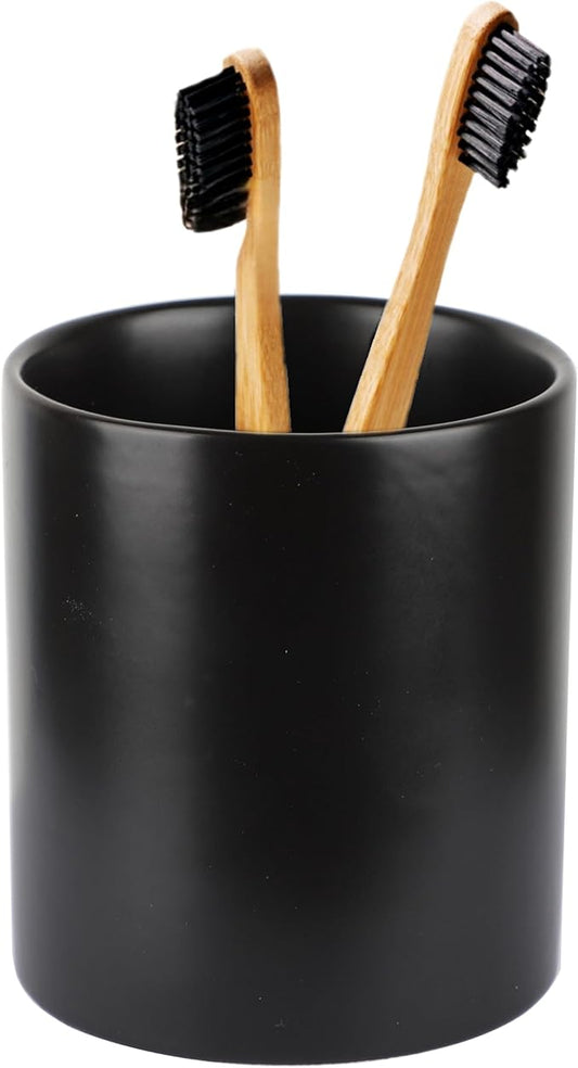Toothbrush Holders Ceramic Toothbrush Holders for Bathrooms Reusable Black Toothbrush Holder Handmade Reactive Glaze Stonewre Makeup Brush Holder, Pen Holder for Home Desktop Storage