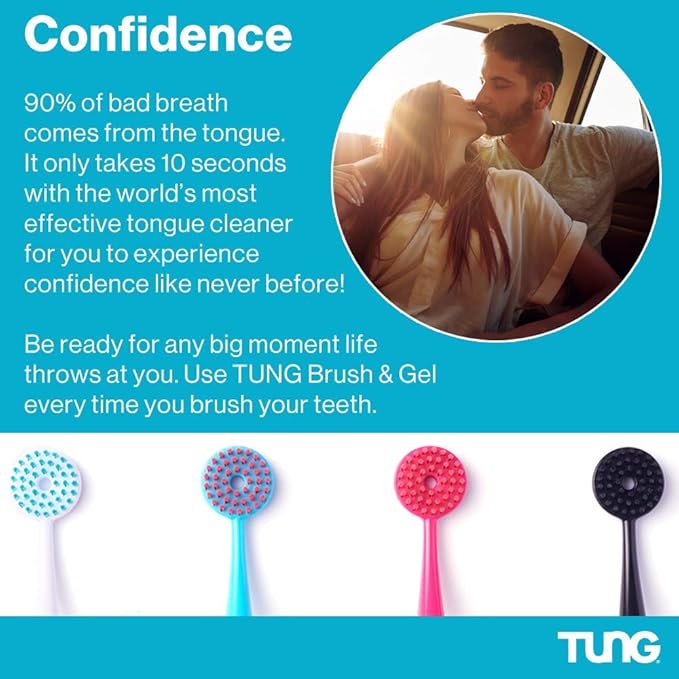 Tung Tongue Gel, Fresh Mint Tongue Cleaner Paste, Bad Breath Odor Eliminator, Halitosis Defense, BPA Free, USA Made (4-Pack)