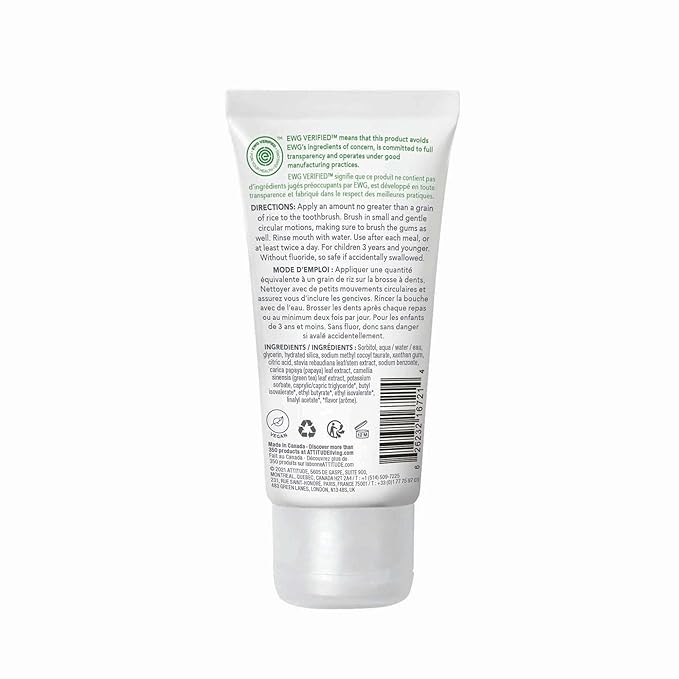 ATTITUDE Baby & Child Fluoride-Free Training Toothpaste, Natural, Vegan & EWG Top Scoring, Strawberry, 2.5 Oz (16721) (Pack of 2)