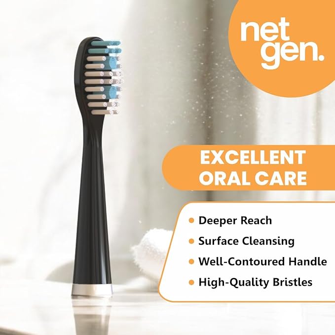 Sonic Electric Toothbrush for Adults with 5 Toothbrush Replacement Heads, 3 Brushing Modes & 2 Minutes Built-in Timer, Travel Toothbrushes with Inductive Charging, Rechargeable toothbrush | Black