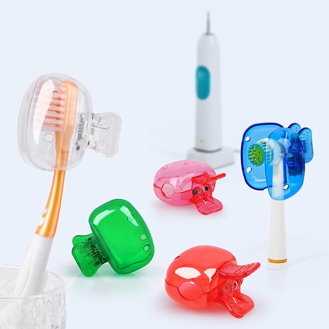 6 Pack Toothbrush Covers Portable Toothbrush Protector Coverings Clips Tooth Brush Storage Head Cover Cap for Kids Bathroom Home Travel Tooth Brush Case