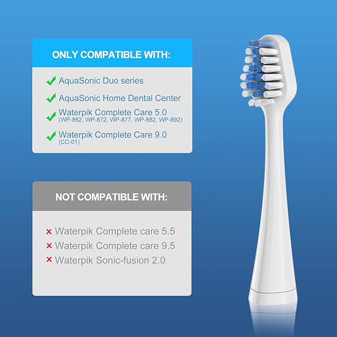 Harobey Replacements Toothbrush Heads for Waterpik Complete Care 5.0/9.0 (WP-861/CC-01), STRB-5WW, Pack of 5, White
