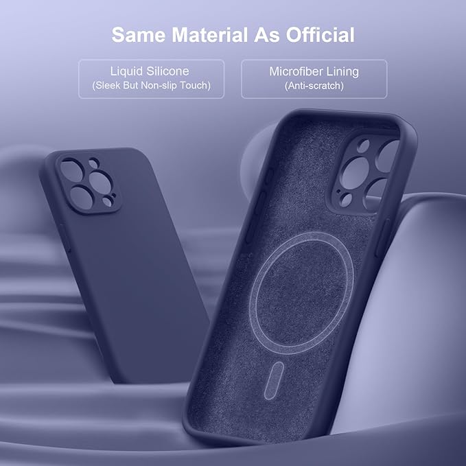 Magnetic for iPhone 15 Pro Case, Compatible with MagSafe, with 9H Nano Screen Protectors, Full Camera Protection, Silicone Shockproof Microfiber Lining Phone Case 6.1", Navy Blue