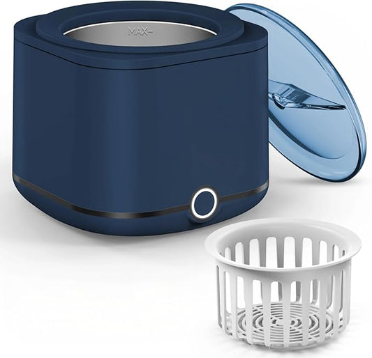 Retainer Cleaner, 48kHz Ultrasonic Retainer Cleaner Machine for Denture, Mouthguard, Braces, Night Guard, Aligner, Toothbrush, Jewelry with 7.8OZ Dental Cleaning Pod-Blue