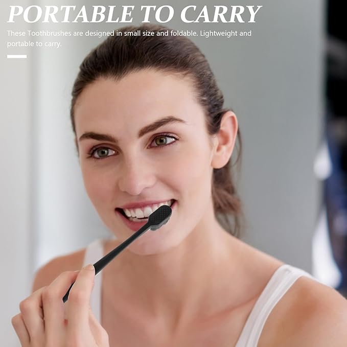 4pcs Soft Manual Toothbrushes for Adults and, Extra Soft Black Bristles with Ergonomic Handle, Portable Travel Toothbrushes for Gentle Gum Care and Daily Teeth Random Color