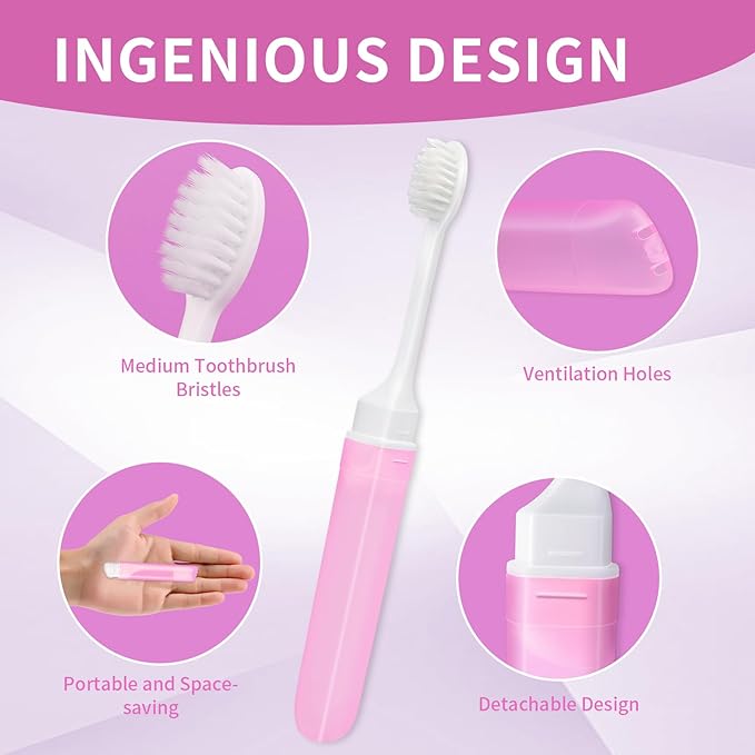 Kingbzis 4PCS Travel Toothbrush Set,Mini Soft Portable Toothbrush with Cover,Individually Wrapped Small Toothbrush Travel Size Toiletries Stuff(Bright Color)