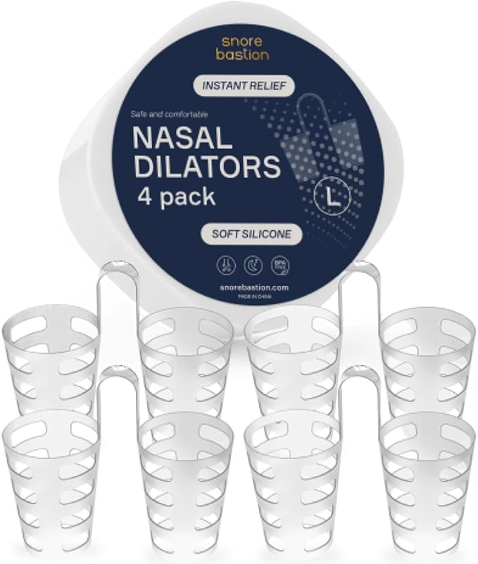 Nasal Dilators for Sleeping – Set of 4 Large (L) Soft Nose Vents and Nostril Opener for Quiet Nights - Nasal Cones