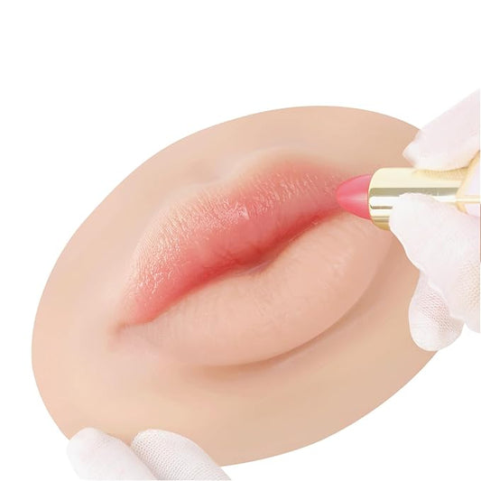 3D Silicone Fake Lips Large with Lipstick for Makeup Tattoo Practice Realistic Artificial Lip Mannequin for Beginners Artists (Thick Big Lip,Fair Skin)