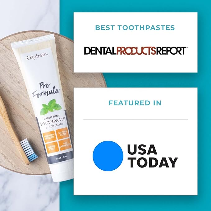 Oxyfresh Pro Formula Fresh Mint Toothpaste – Gentle Low Abrasion - Cosmetic Fluoride Free Formula - Great for Sensitive Teeth and Gums with Natural Essential Oils. 5.5 oz. (Pack of 2)
