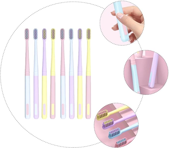 8pcs Adult Toothbrushes Small Head Soft Bristles Flexible Gum Care Family Toothbrush Set for Home and Travel