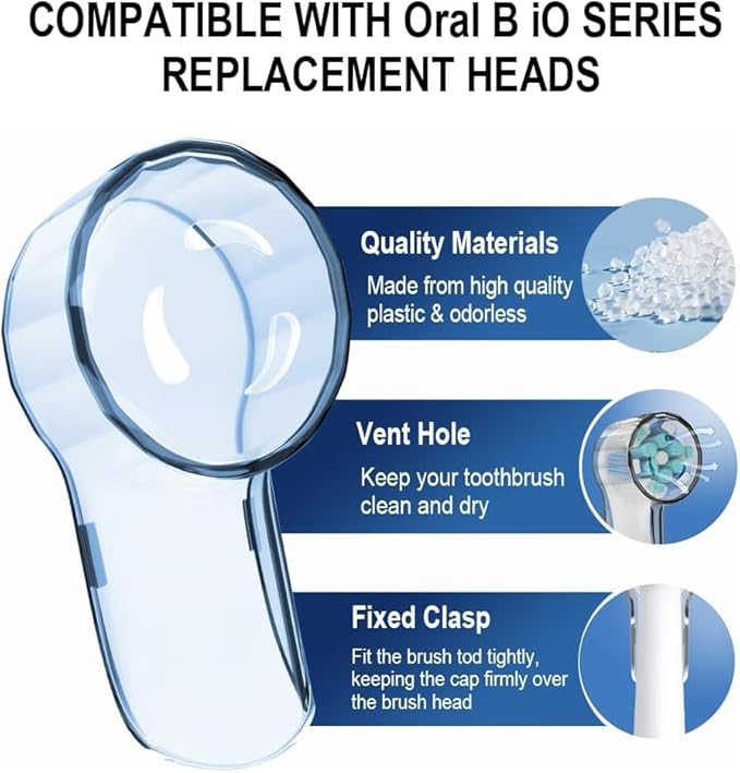 6 Pack Toothbrush Covers for Oral B iO Replacement Heads, Toothbrush Cover Caps for Oral B Pro1000 Electric Toothbrush Head，iO Toothbrush Head Cover for Travel & Home (Transparent+Blue+Pink)