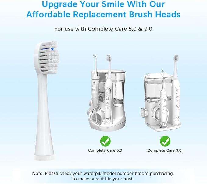 Replacement Brush Heads Compatible for 𝗪𝗮𝘁𝗲𝗿𝗽𝗶𝗸 𝐒𝐨𝐧𝐢𝐜-𝐅𝐮𝐬𝐢𝐨𝐧 2.0 Flossing Toothbrush (SF-01/ SF-02/ SF-03/ SF-04) with 3 Count Soft Bristles (White, Full Size)